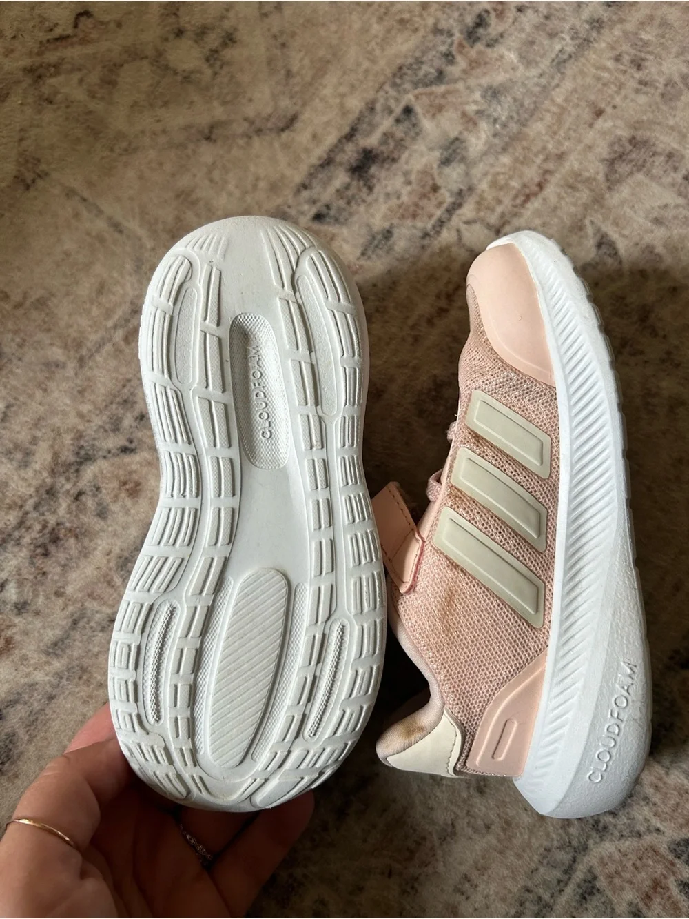 adidas Kids Pink Mesh Hook-and-Loop Sneakers